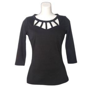 GUESS Black Long Sleeve Shirt Top with Cut Out Details Size Small